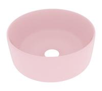 Berkfield Modern Luxury Wash Basin Round Matt Pink 40X15 Cm Ceramic