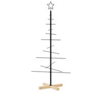 Berkfield Modern Metal Christmas Tree With Wooden Base Black 120 Cm