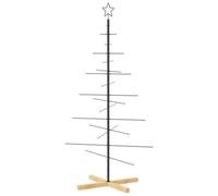 Berkfield Modern Metal Christmas Tree With Wooden Base Black 150 Cm
