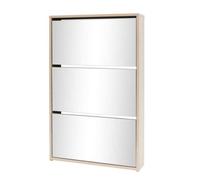 Berkfield Modern Shoe Cabinet 3-Layer Mirror Oak 63X17X102.5 Cm