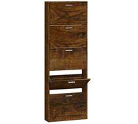 Berkfield Modern Shoe Cabinet Smoked Oak 59X17X169 Cm Engineered Wood