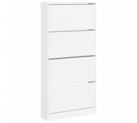 Berkfield Modern Shoe Cabinet With 4 Flip-Drawers White 80X21X163.5 Cm