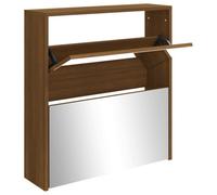 Berkfield Modern Shoe Cabinet With Mirror 2-Layer Brown Oak 63X17X67 Cm