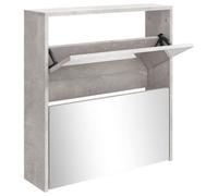 Berkfield Modern Shoe Cabinet With Mirror 2-Layer Concrete Grey 63X17X67 Cm