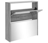 Berkfield Modern Shoe Cabinet With Mirror 2-Layer Grey Sonoma 63X17X67 Cm