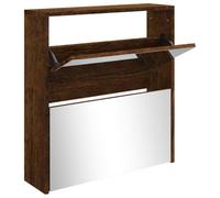 Berkfield Modern Shoe Cabinet With Mirror 2-Layer Smoked Oak 63X17X67 Cm