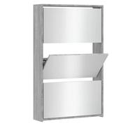 Berkfield Modern Shoe Cabinet With Mirror 3-Layer Grey Sonoma 63X17X102.5 Cm