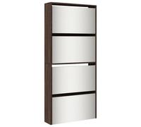 Berkfield Modern Shoe Cabinet With Mirror 4-Layer Brown Oak 63X17X134 Cm