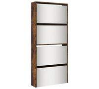 Berkfield Modern Shoe Cabinet With Mirror 4-Layer Smoked Oak 63X17X134 Cm