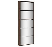 Berkfield Modern Shoe Cabinet With Mirror 5-Layer Brown Oak 63X17X169.5 Cm
