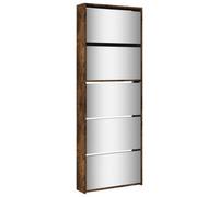 Berkfield Modern Shoe Cabinet With Mirror 5-Layer Smoked Oak 63X17X169.5 Cm