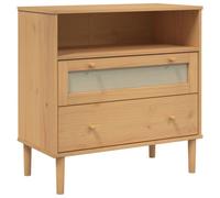 Berkfield Modern Sideboard Senja Rattan Look Brown 80X40X80 Cm Solid Wood Pine