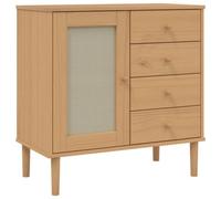 Berkfield Modern Sideboard Senja Rattan Look Brown 80X40X80 Cm Solid Wood Pine