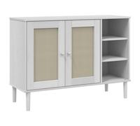 Berkfield Modern Sideboard Senja Rattan Look White 112X40X80Cm Solid Wood Pine