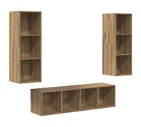 Berkfield Modern Tv Cabinet Set 3 Pcs Artisan Oak 37 X 37 X 142.5 Cm