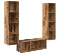 Berkfield Modern Tv Cabinet Set Wall-Mounted 3 Pcs Old Wood 37 X 37 X 142.5 Cm