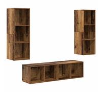 Berkfield Modern Tv Cabinet Set Wall-Mounted 3 Pcs Old Wood 37 X 37 X 142.5 Cm