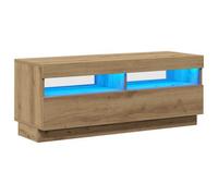 Berkfield Modern Tv Cabinet With Led Lights Artisian Oak 100X35X40 Cm Engineered Wood