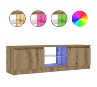Berkfield Modern Tv Cabinet With Led Lights Artisian Oak 120X30X36 Cm Engineered Wood