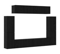 Berkfield Modern Wall-Mounted 8 Pcs Black Oak 80 X 30 X 30.5 Cm Engineered Wood