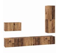 Berkfield Modern With Drawer 4 Pcs Old Wood 30.5 X 30 X 110 Cm Engineered Wood
