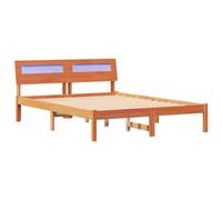 Berkfield Modern With Led Strip Lights Wax Brown 135 X 190 Cm Solid Pine Wood