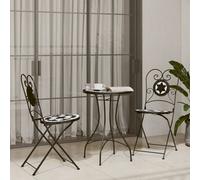 Berkfield Mosaic Bistro Set Black And White Iron And Ceramic