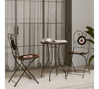 Berkfield Mosaic Bistro Set Terracotta And White Iron And Ceramic