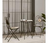 Berkfield Mosaic Bistro Set Terracotta And White Iron And Ceramic