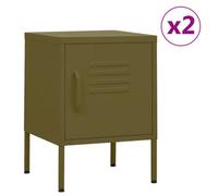 Berkfield Nightstands 2 Pcs Olive Green 35X35X51 Cm Steel