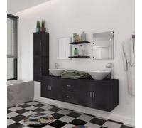 Berkfield Nine Piece Bathroom Furniture And Basin Set Black
