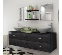 Berkfield Nine Piece Bathroom Furniture Set With Basin With Tap Black