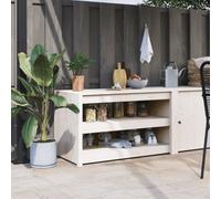 Berkfield Outdoor Kitchen Cabinet White 106X55X64 Cm Solid Wood Pine