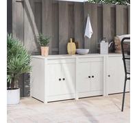 Berkfield Outdoor Kitchen Cabinet White 106X55X64 Cm Solid Wood Pine