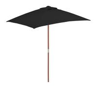 Berkfield Outdoor Parasol With Wooden Pole Black 150X200 Cm