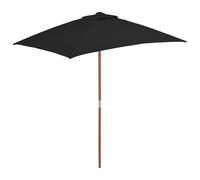 Berkfield Outdoor Parasol with Wooden Pole Black 150x200 cm