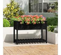 Berkfield Planter With Shelf Black 111.5X54X81 Cm Solid Wood Pine
