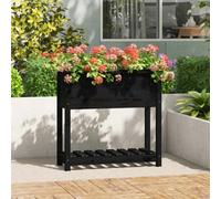 Berkfield Planter With Shelf Black 82.5X34.5X81 Cm Solid Wood Pine