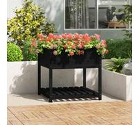 Berkfield Planter With Shelf Black 82.5X82.5X81 Cm Solid Wood Pine