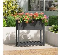Berkfield Planter With Shelf Grey 82.5X34.5X81 Cm Solid Wood Pine