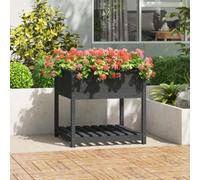 Berkfield Planter With Shelf Grey 82.5X82.5X81 Cm Solid Wood Pine