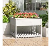 Berkfield Planter With Shelf White 111.5X111.5X81 Cm Solid Wood Pine