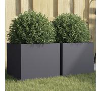 Berkfield Planters 2 Pcs Anthracite 32X30X29 Cm Steel