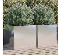 Berkfield Planters 2 Pcs Silver 49X47X46 Cm Stainless Steel