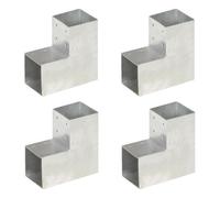 Berkfield Post Connectors 4 Pcs L Shape Galvanised Metal 101X101 mm