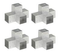 Berkfield Post Connectors 4 Pcs X Shape Galvanised Metal 101X101 mm