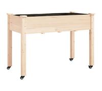 Berkfield Practical Wheeled Planter With Liner 118X59X80 Cm Solid Wood Fir