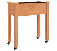 Berkfield Practical Wheeled Planter With Liner Brown 71X37X80 Cm Solid Wood Fir