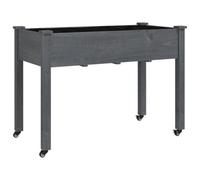 Berkfield Practical Wheeled Planter With Liner Grey 118X59X80 Cm Solid Wood Fir