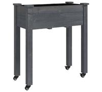 Berkfield Practical Wheeled Planter With Liner Grey 71X37X80 Cm Solid Wood Fir